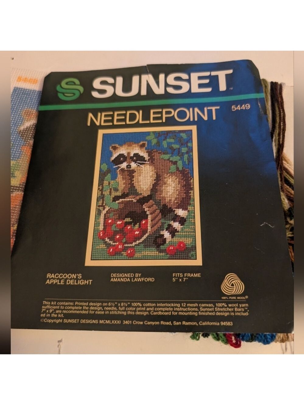 Sunset Needlepoint Kit with Raccoon Design - Picture 4 of 5